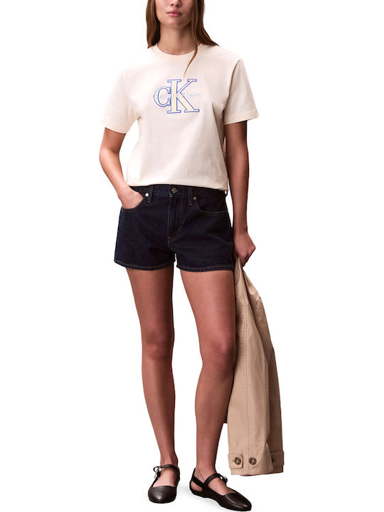 Monologo Women's T-shirt Ecru-Blue