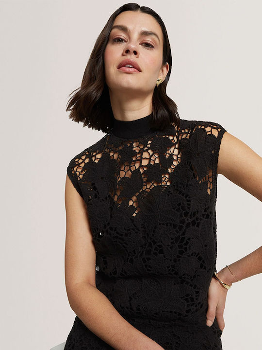 Ted Baker Bluză Damă Fără Mâneci Pulover Bumbac Neagră