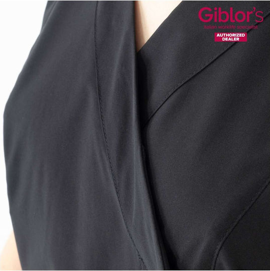 Giblor's Kochjacke Weiblich Schwarz mit 3/4 Ärmel