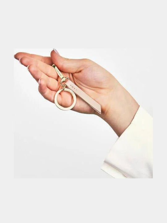 Steel Keychain Key Holder Hugo Boss Vegan Beige Leather