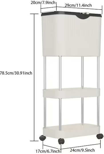 Кухненска количка Пластмасова 3 Места Бяла 29x20x75см