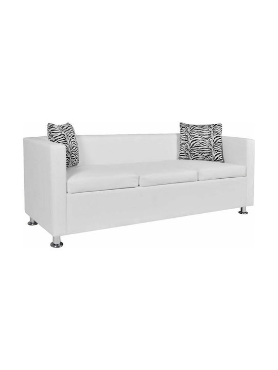 Three-Seater Couch Artificial Leather White 170x62.5x63 cm 242211