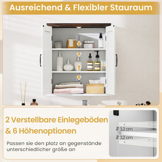 Costway Badezimmerschrank 60x22.5x53.5cm Weiß