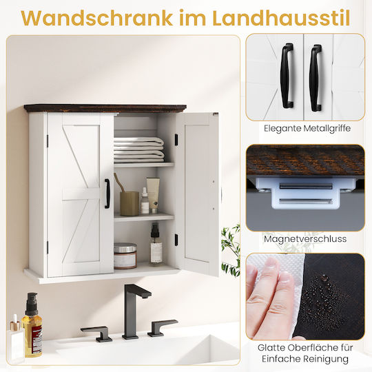 Costway Badezimmerschrank 60x22.5x53.5cm Weiß