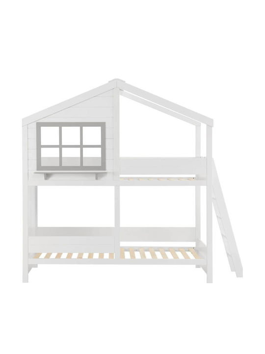 Kids Bed Bunk Single with Mattress White 90x190cm
