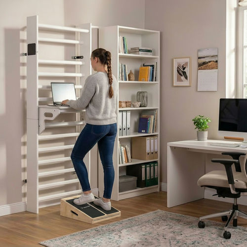Platformă de Antrenament pentru Stretching Zola Reglaj pe 5 Niveluri 15-35° Antiderapantă Suportă 150 Kg Plan de Antrenament Mânere de Transport Lemn 39 X 30 X 14.5-30 Cm