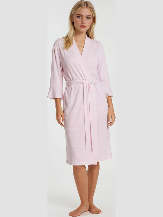 Pink Label Καλοκαιρινή Γυναικεία Ρόμπα Soft Pink Pink Label Καλοκαιρινή Γυναικεία Ρόμπα Soft Pink