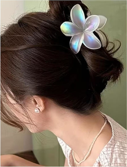 White Matte Flower Shape Hair Clip 525748-7-White