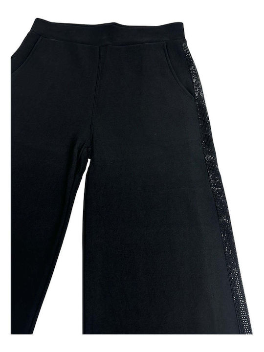 Damen Hochgebirge Stoffhose mit Gummiband in Gerader Bein Stil Schwarz
