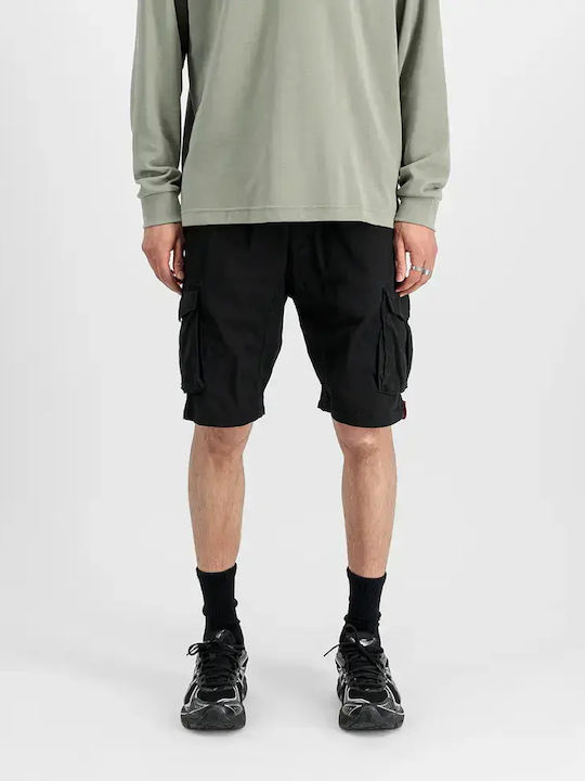 Cargo-Shorts Herren Regular Fit Schwarz