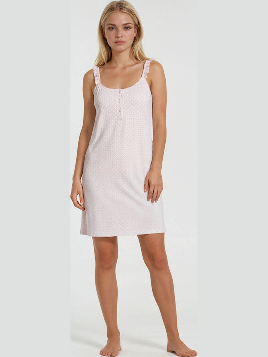 Pink Label Καλοκαιρινό Γυναικείο Νυχτικό Pink Geo Pink Label Καλοκαιρινό Γυναικείο Νυχτικό Pink Geo