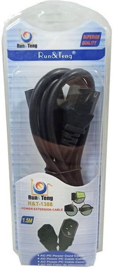 Run & Teng IEC C13 - IEC C14 Cable 1.5m Μαύρο 56886165