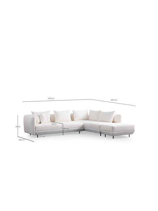 Floransa Ecke Sofa Weiß 310x265x76cm