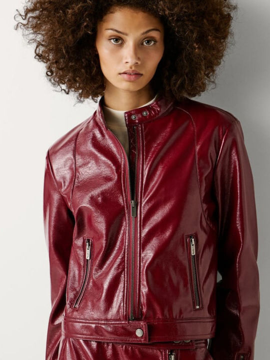 Δερμάτινο Γυναικείο Biker Jacket Currant Red