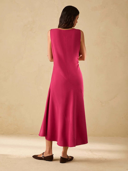 Summer Midi Dress with Wrap Fuchsia