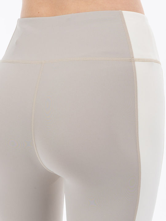 Training Women's Set with High Waist Beige Leggings