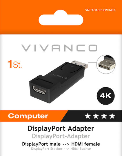 Vivanco Convertor DisplayPort HDMI Masculin În DisplayPort HDMI Feminin 1 Bucată