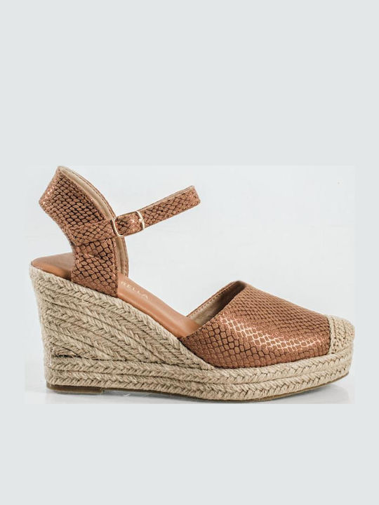 Damenplattformen Espadrilles Braune Metallische Farbe