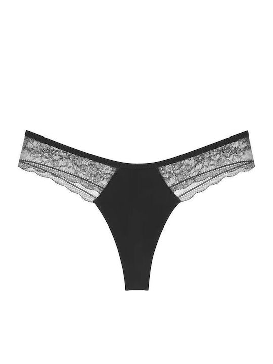 String Chilot String cu Dantelă Negru