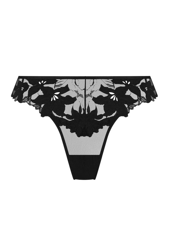 Damen-Slip Brasil mit Spitze Schwarz