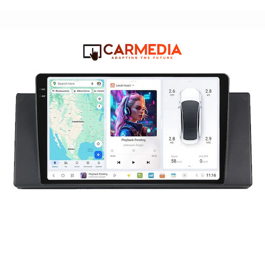 Carmedia Car Audio System for BMW Series 5 (E39) / X5 (E53) 1997-2005 (Bluetooth/USB/AUX/WiFi/GPS/Apple-Carplay/Android-Auto) with Touch Screen 9.5"