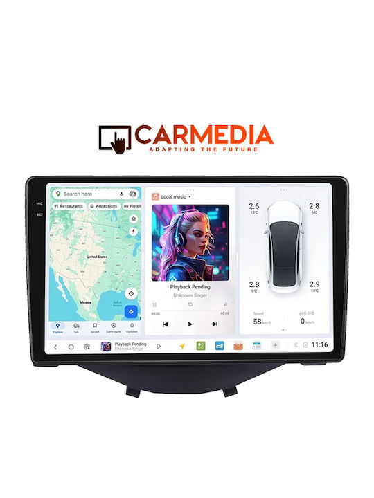 Carmedia Car Audio System for Peugeot 108 Toyota Aygo Citroen C1 2014 (Bluetooth/USB/AUX/WiFi/GPS/Apple-Carplay/Android-Auto) with Touch Screen 9.5"