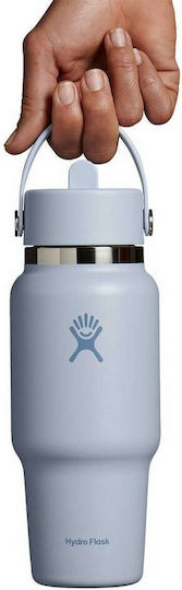 Hydro Flask Wide Flex Cap Μπουκάλι Θερμός Ανοξείδωτο 710ml Flex Straw Cap Surf Blue με Καλαμάκι