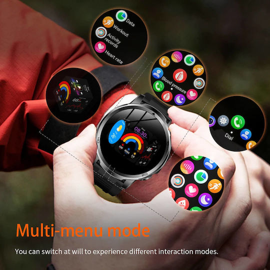 Microwear AK95 Smartwatch cu Pulsometru (Silicon Negru)