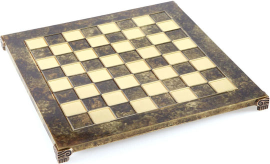 Manopoulos Klassisches Handgefertigtes Backgammon/Schach Metall 28x28cm