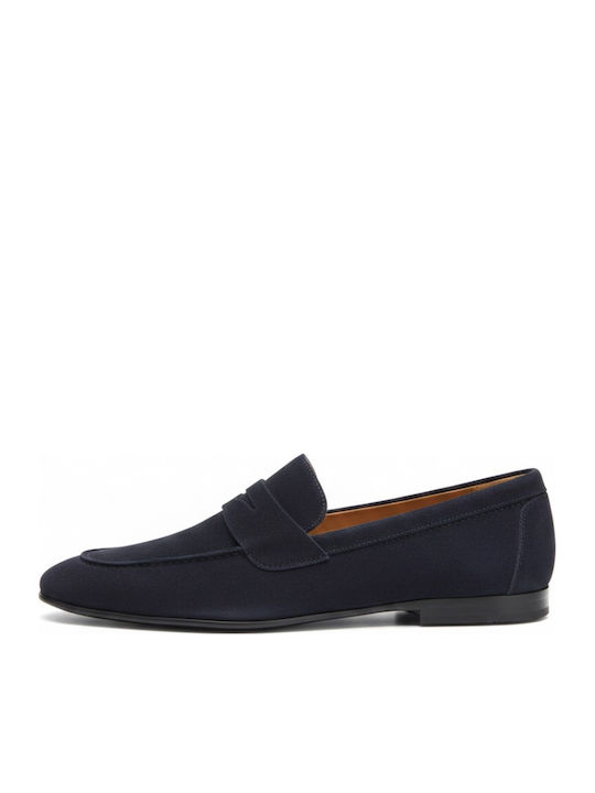 Leather Men's Moccasins In Blue Color