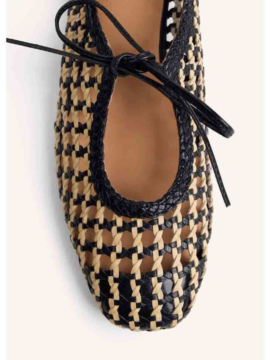 Leather Women's Ballerina Shoes In Black Color