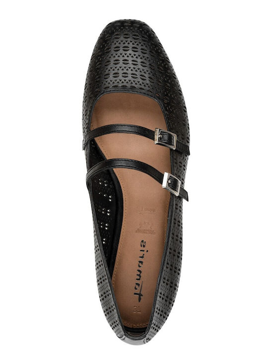 Damen Ballerinas Mit Riemen in Schwarz Farbe
