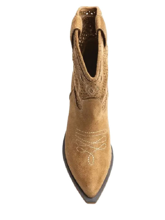Women's Cowboy Ankle Boots with Medium Heel Tabac Brown