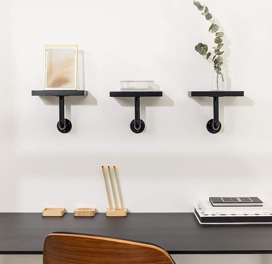 Black Wall Shelves (3 Pieces) 15x20x18cm