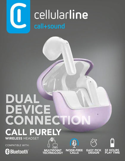 Cellular Line Pure In-Ear Bluetooth Handsfree Kopfhörer mit Lila Ladekoffer