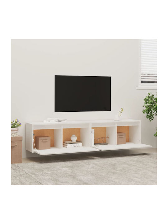 Hanging Living Room Cabinet Made of Solid White Wood 80x30x35cm