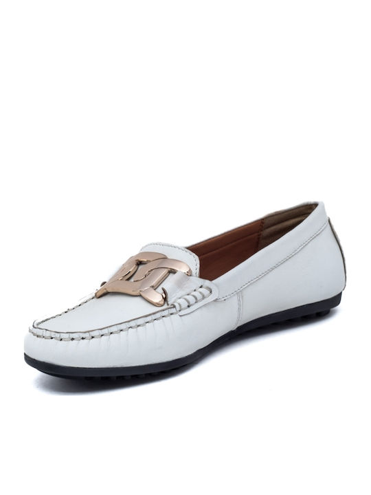 Mocasini Dama Din Piele Albă