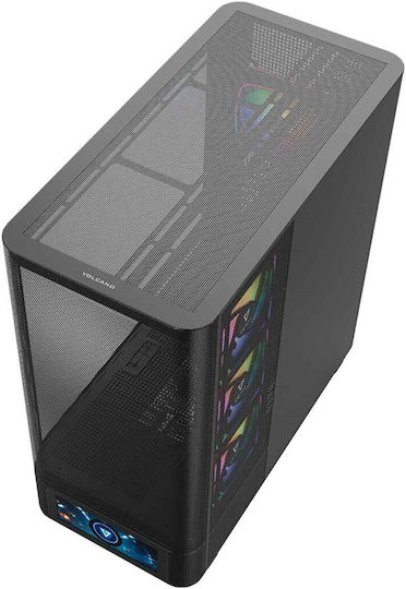 Modecom Volcano AQ500 Gaming Midi Tower Кутия За Компютър Със Страничен Прозорец И ARGB Осветление Черна