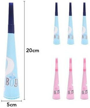 Set 6 Suflători Gender Reveal Alista Home Fată Băiat Din Carton 20 X 5 Cm Roz Albastru