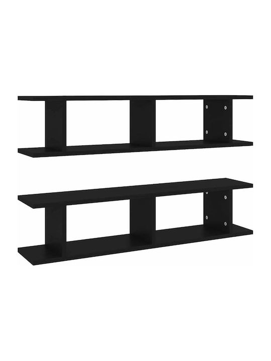 Black Wall Shelves (2 Pieces) 90x18x20 cm