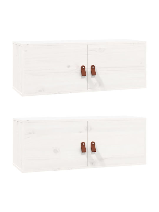 Hanging Living Room Cabinet Made of Solid White Wood 80x30x30cm