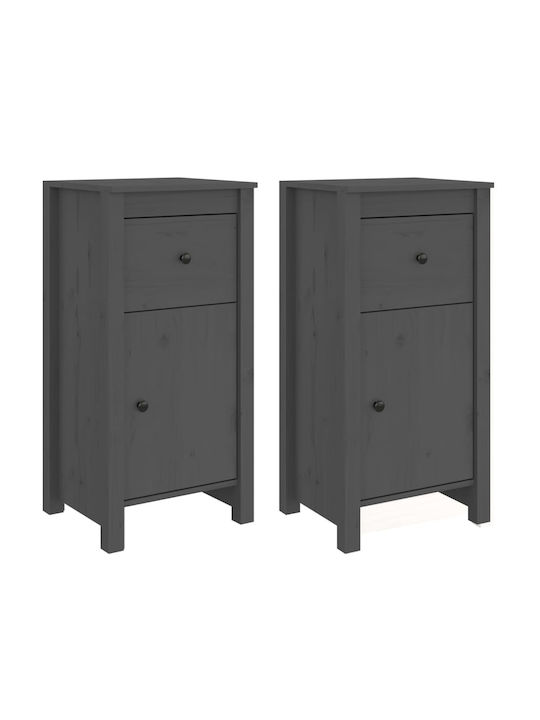 Living Room Display Cabinet Made of Solid Wood Grey 40x35x80cm
