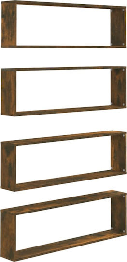 Shelves Wall 4pcs 100x15x30cm Smoky Oak Shelves Wall 4pcs 100x15x30cm Smoky Oak