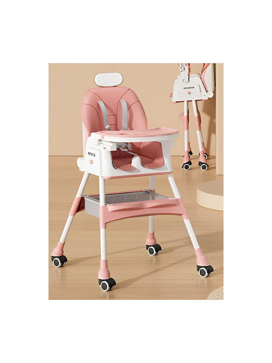 Alista Home Scaun Înalt De Masă Bebe Pliabil Roz