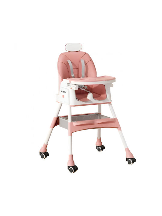 Alista Home Scaun Înalt De Masă Bebe Pliabil Roz
