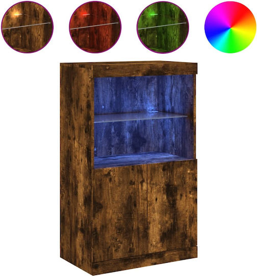 Bookcase with LED Smoky Oak 60.5x37x100cm