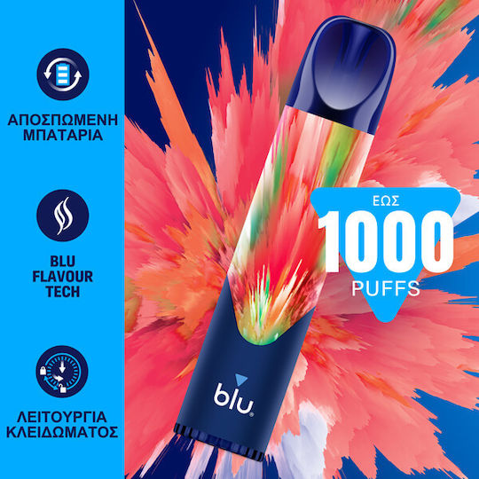 MyBlu Единично Употребима Електронна Цигара 1000 Вдишвания Watermelon 2ml 20mg Синя