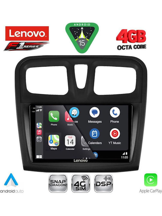 Lenovo Car Audio System for Dacia Logan / Sandero 2012-2019 (Bluetooth/USB/WiFi/GPS/Apple CarPlay/Android Auto) with 9" Touch Screen
