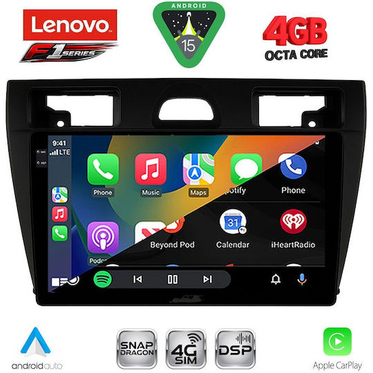 Lenovo Car Audio System for Ford Fiesta 2005-2008 Bluetooth USB WiFi GPS Apple CarPlay Android Auto with 9" Touch Screen