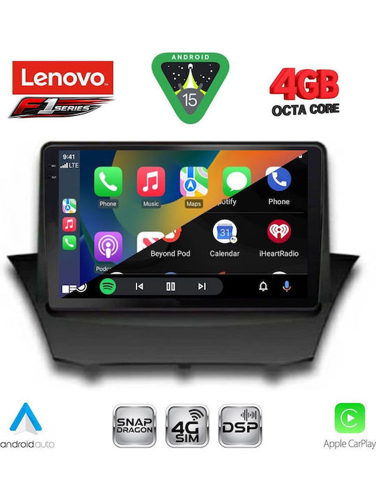 Lenovo Ηχοσύστημα Αυτοκινήτου για Ford Fiesta 2008-2017 (Bluetooth/USB/WiFi/GPS/Apple-Carplay/Android-Auto) με Οθόνη Αφής 9"